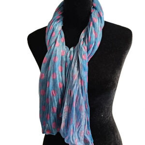 Teal Scarf with Mauve Polka-dots
